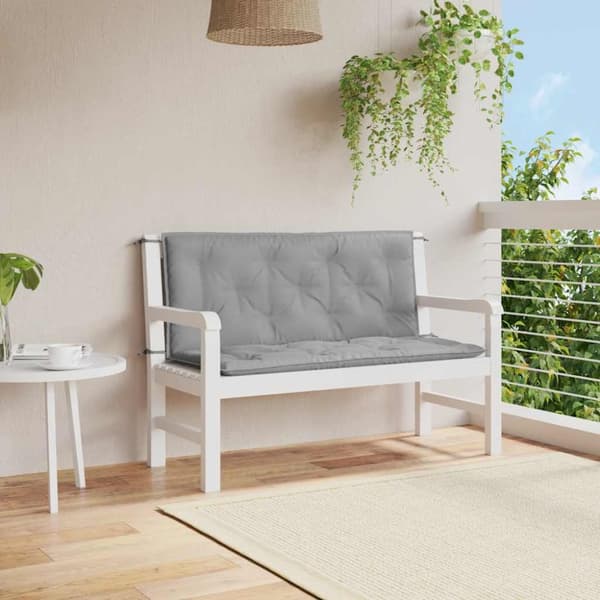 Bänkdyna för trädgården grå 120x(50+50)x7 cm oxfordtyg