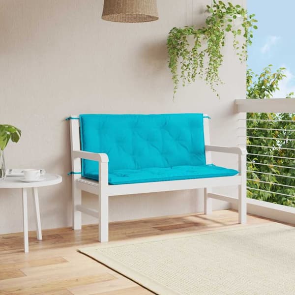 Bänkdynor 2 st turkos 120x50x7 cm tyg