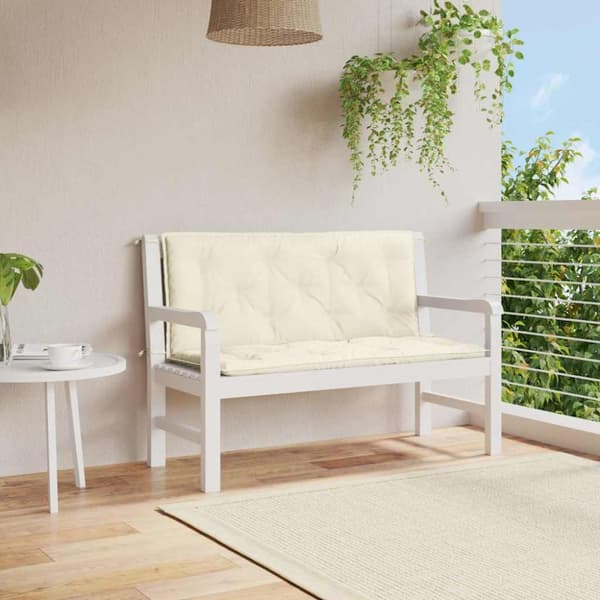 Bänkdyna för trädgården gräddvit 120x(50+50)x7 cm oxfordtyg