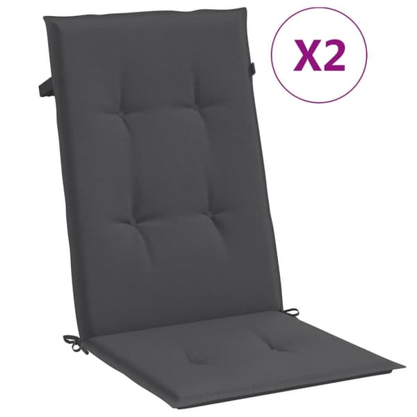 Stolsdynor högt ryggstöd 2 st melerad antracit 120x50x4 cm tyg