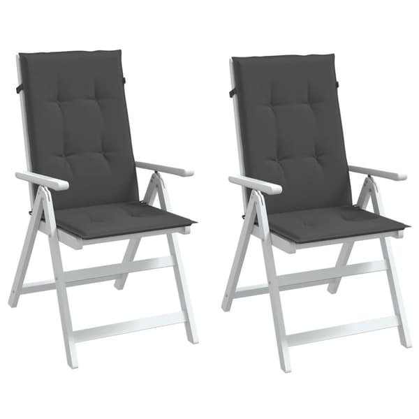Stolsdynor högt ryggstöd 2 st melerad antracit 120x50x4 cm tyg