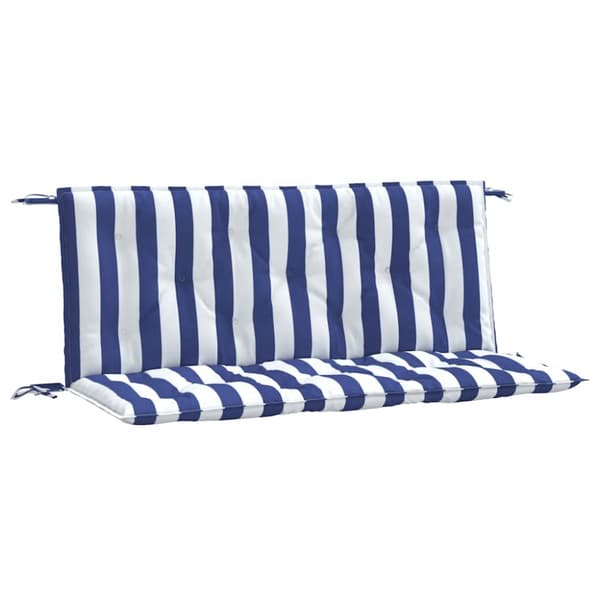 Bänkdynor 2 st blå&vit randig 120x50x7 cm tyg