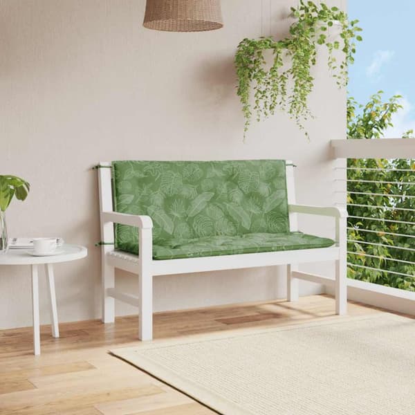 Bänkdynor 2 st bladmönster 120x50x7 cm tyg