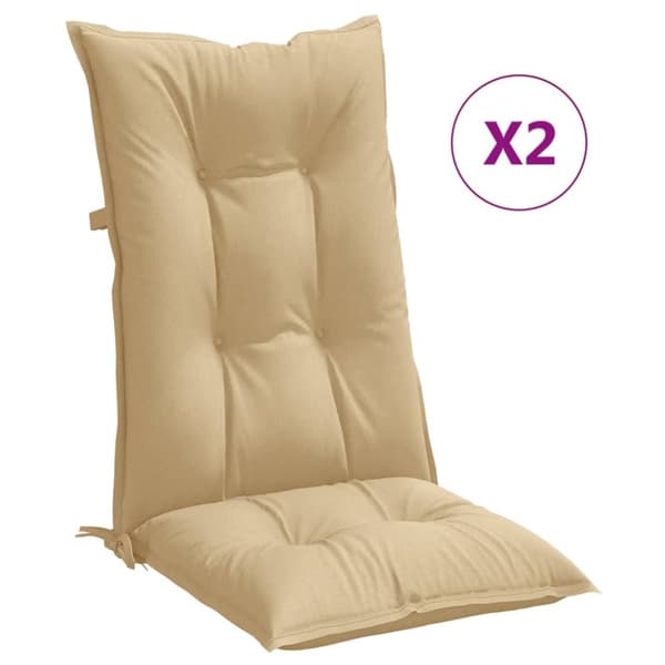 Stolsdynor högt ryggstöd 2 st melerad beige 120x50x7 cm tyg