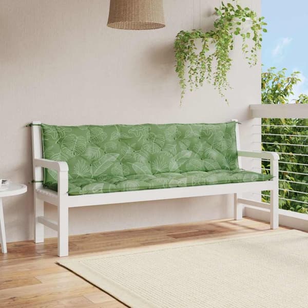 Bänkdynor 2 st bladmönster 200x50x7 cm tyg
