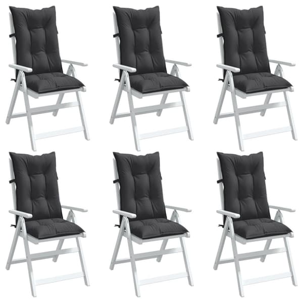 Stolsdynor högt ryggstöd 6 st melerad antracit 120x50x7 cm tyg