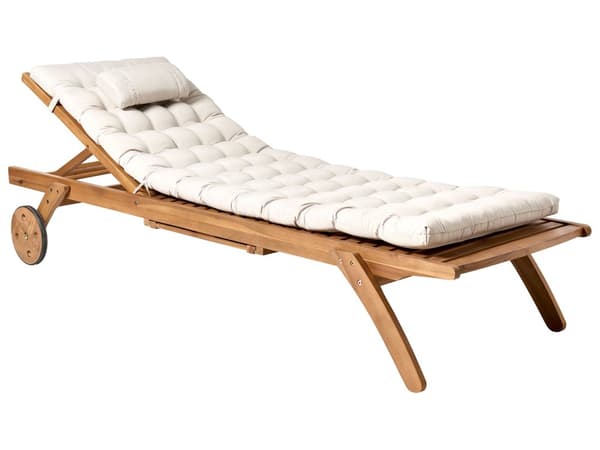 Solsengpute Lys Beige Polyester UV-bestandig med Bånd og Nakkestøtte Tykk Pute