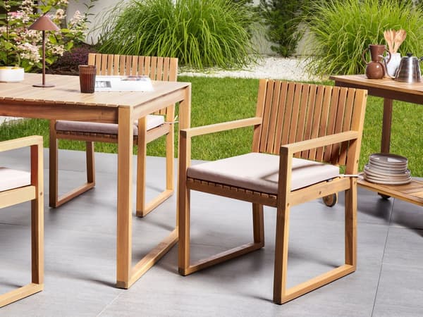Sett med 8 Sitteputer til Hagestoler Taupe Polyesterstoff UV-bestandig