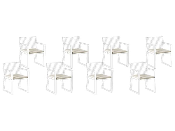 Sett med 8 Sitteputer til Hagestoler Taupe Polyesterstoff UV-bestandig