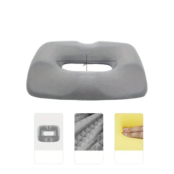 Ergonomisk minnesskum sitsdyna, svanskotsstöd, ryggstöd, andningsbart material,Grå