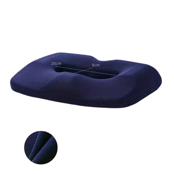 Ergonomisk minnesskum sitsdyna, svanskotsstöd, ryggstöd, andningsbart material,Marinblå
