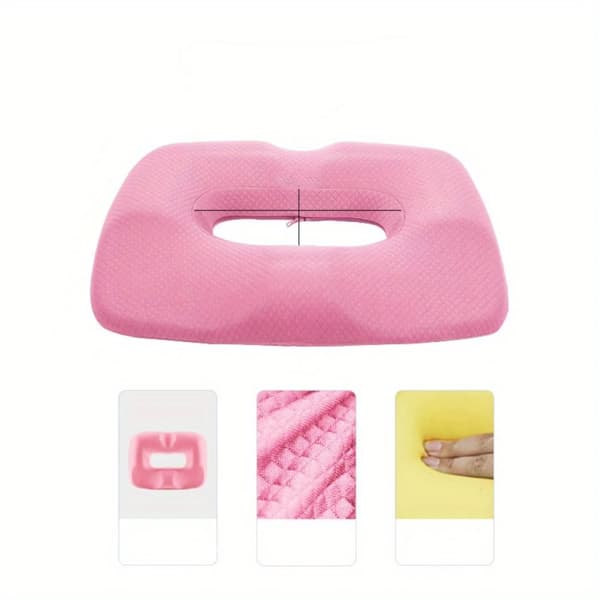 Ergonomisk Hukommelsesskumsæde, Halebenstøtte, Rygsøjlestøtte, Åndbart Materiale,pink