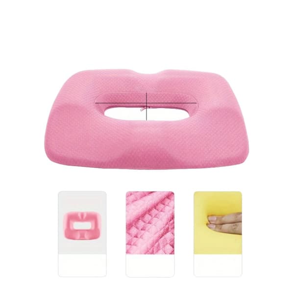 Ergonomisk Hukommelsesskumsæde, Halebenstøtte, Rygsøjlestøtte, Åndbart Materiale,pink
