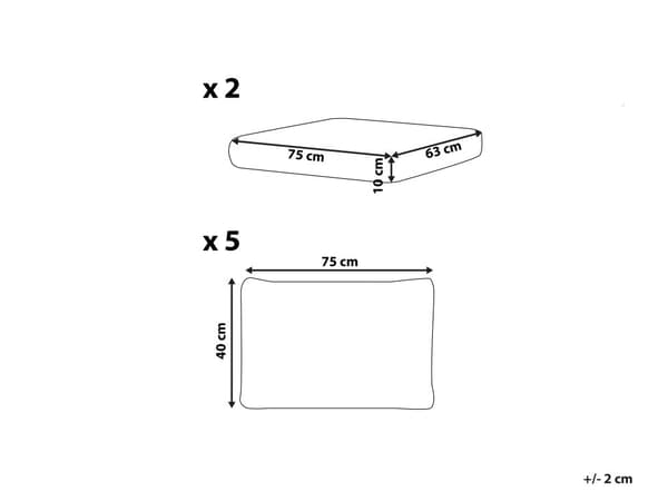 Utendørs Putetrekk Sett Off-White Stoff Sofa Sete Rygg Sideputetrekk