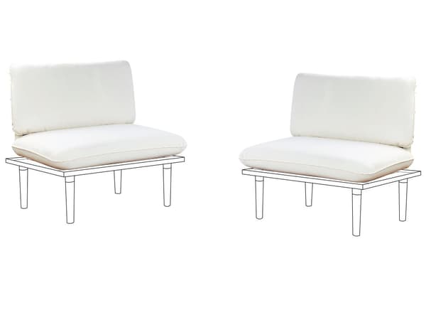 Utendørs Putetrekk Sett Off-White Stoff Sofa Sete Rygg Sideputetrekk