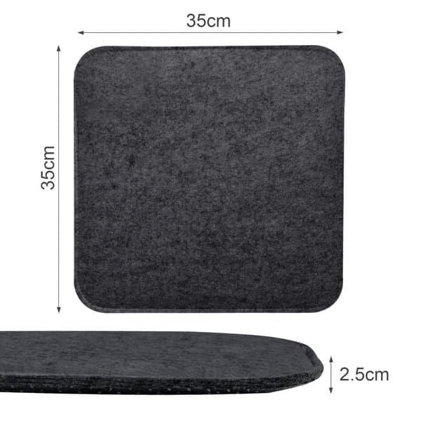 Lollanda 4-pak stolehynder i filt 35x35 cm – elastiske, komfortable, slidstærke og vaskbare sædehynder til indendørs og udendørs brug