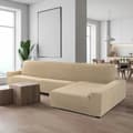 Miniatyrbild 4 av 11: BEGAGNAD Skydd för chaise longue med lång högerarm Sofaskins Beige (Renoverade B)