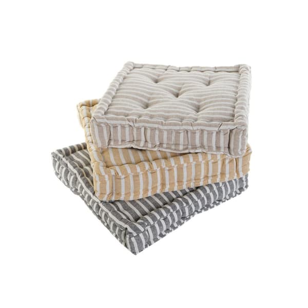 Pude Home ESPRIT Gul Beige Middelhavet 56 x 56 x 13 cm (3 enheder)