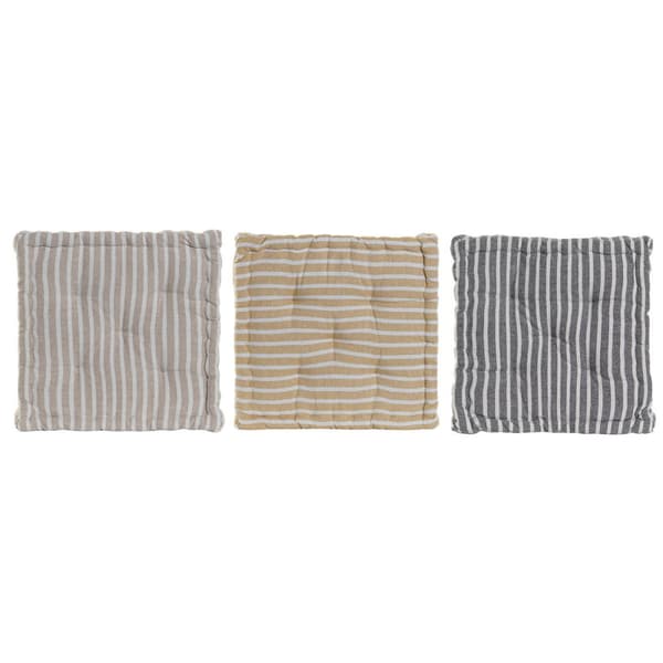 Pude Home ESPRIT Gul Beige Middelhavet 56 x 56 x 13 cm (3 enheder)