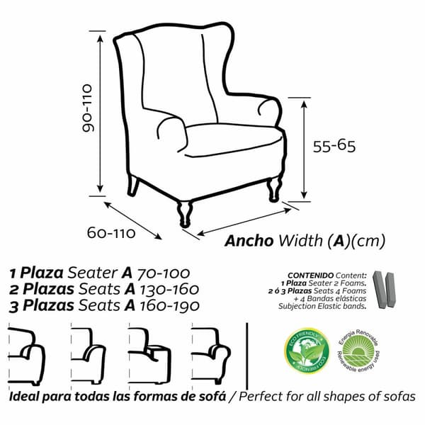 BRUGT Lænestolsovertrek med ører Sofaskins (Refurbished B)