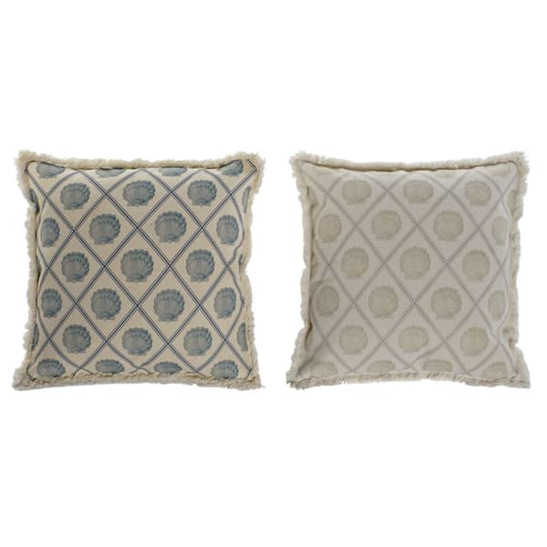 Pude Home ESPRIT Blå Beige 45 x 10 x 45 cm (2 enheder)