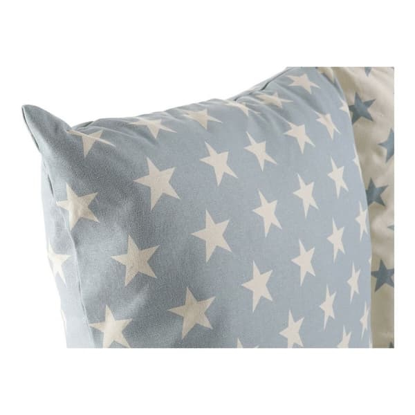 Pude DKD Home Decor Blå 60 x 10 x 60 cm Stjerner Hvid (2 enheder)