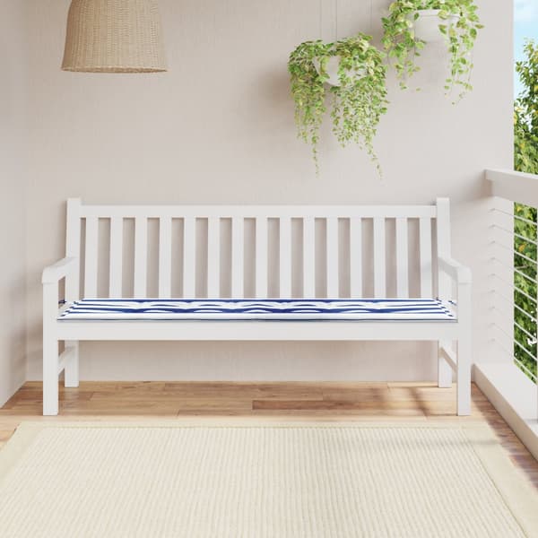 Dyna för trädgårdsbänk blå- och vitrandig 180x50x4 cm oxfordtyg