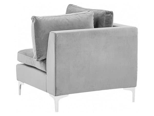 Hörnmodul 1-sits Grå Sammet Soffa Metallben Silver Glamour Stil