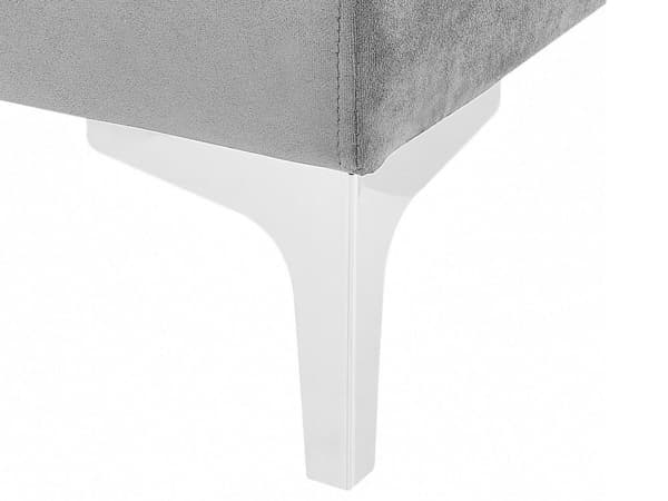 Hörnmodul 1-sits Grå Sammet Soffa Metallben Silver Glamour Stil