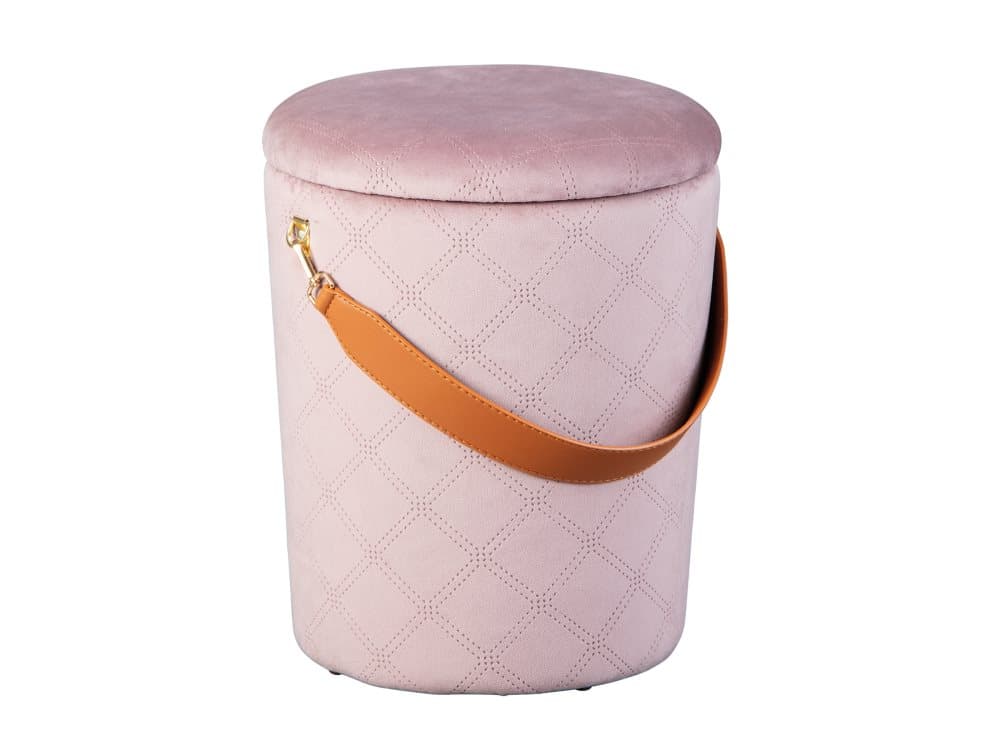 Narus puff, pall med förvaring rosa och brun.