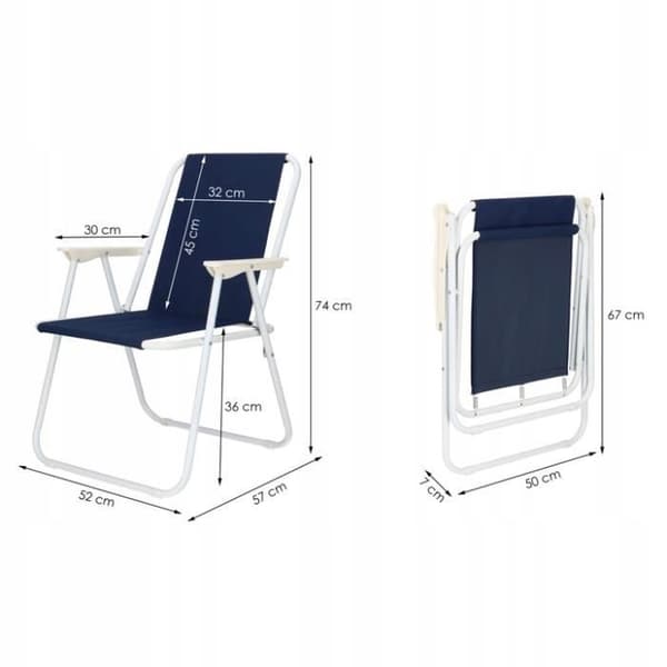 SPRINGOS hopfällbar strandcampingstol - mörkblå - Pulverlackerat stål - Polyester - 52x59x80 cm