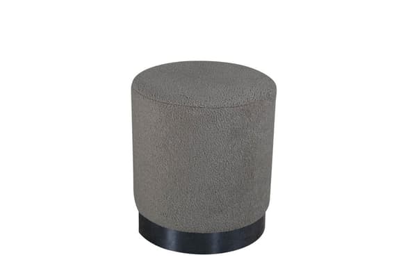 Benji puff, fotskammel Ø35cm teddystoff svart, brun.