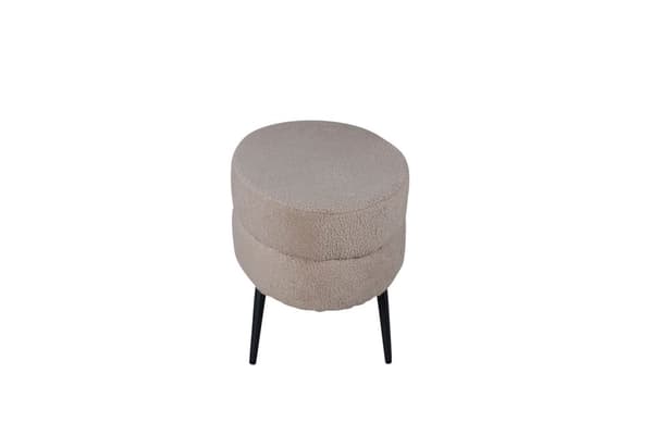 Otto puff, fotskammel teddystoff beige, svart.