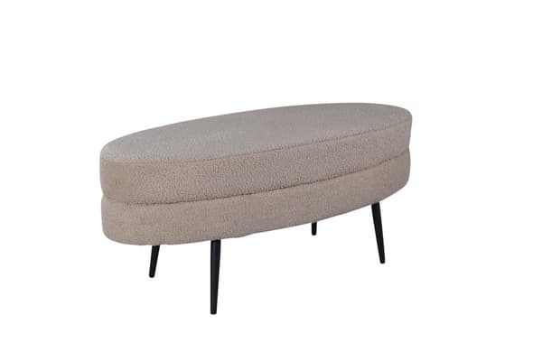 Otto puff, fotskammel teddystoff beige, svart.
