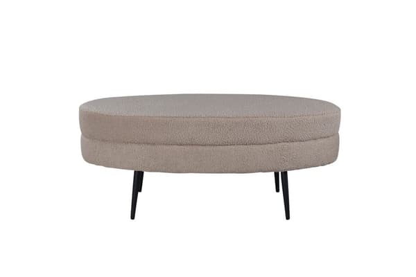 Otto puff, fotskammel teddystoff beige, svart.