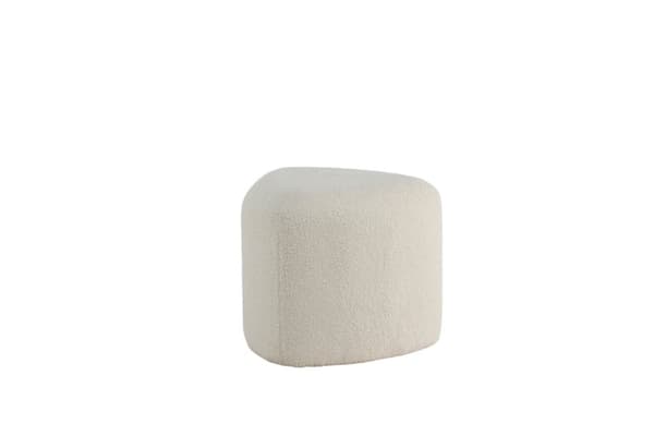 Peg puff, fotskammel Ø46cm teddystoff hvit.