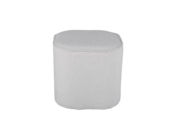 Piff puff, fotskammel Ø44cm teddystoff hvit.