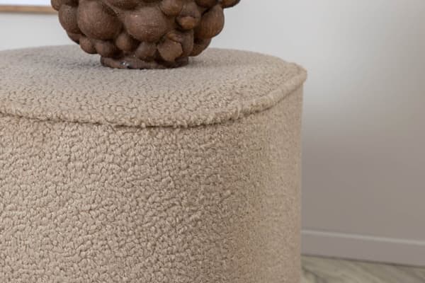 Piff puff, fotskammel Ø44cm teddystoff beige.