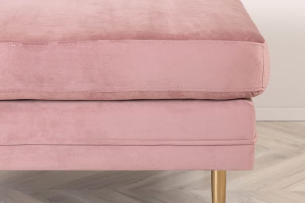 Boom puf, fodskammel velour messing, pink.