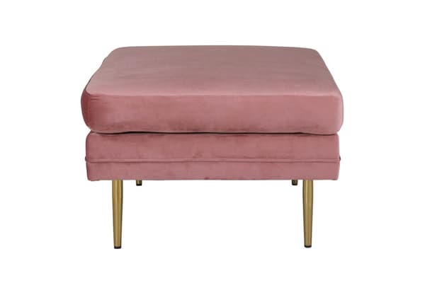 Boom puf, fodskammel velour messing, pink.