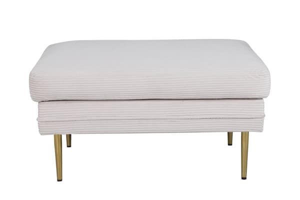 Boom puf, fodskammel fløjl beige, messing.
