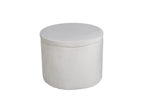 Dunken puf, fodskammel med opbevaring Ø51cm velour beige.