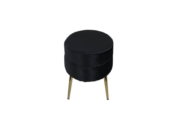 Otto puf, fodskammel velour sort, messing.