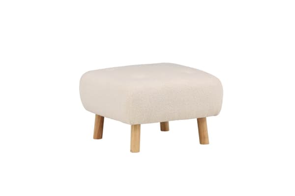 Salina puff, fotpall teddytyg natur, vit.
