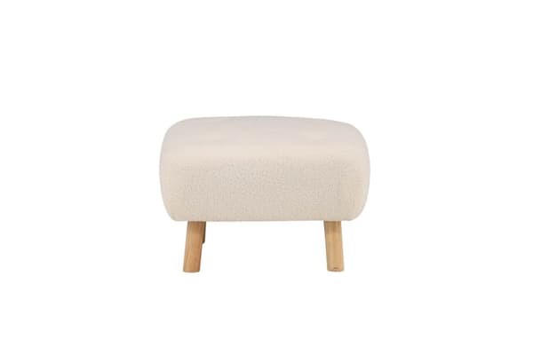 Salina puff, fotpall teddytyg natur, vit.