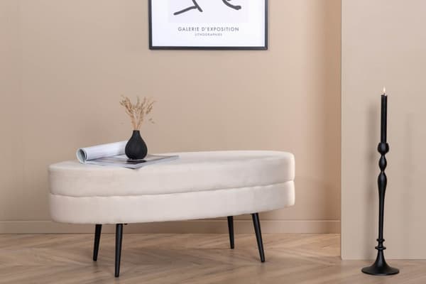 Otto puff, fotskammel velour offwhite.