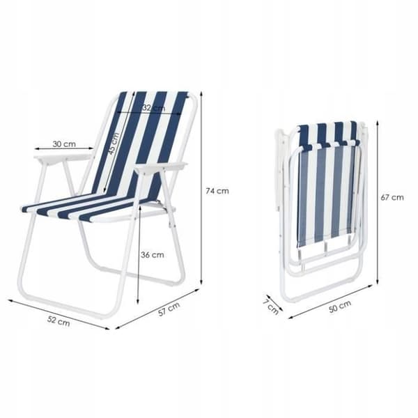 SPRINGOS® Fällbar strandcampingstol 52x59x80 cm - mörkblå