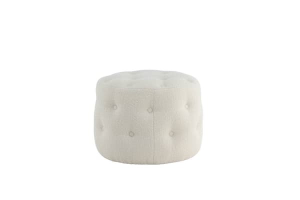 Benjamin puff, fotskammel Ø55cm teddystoff hvit.