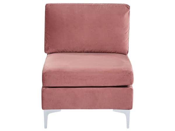 Modul 1-sits Rosa Sammet Soffa Metallben Silver Glamour Stil