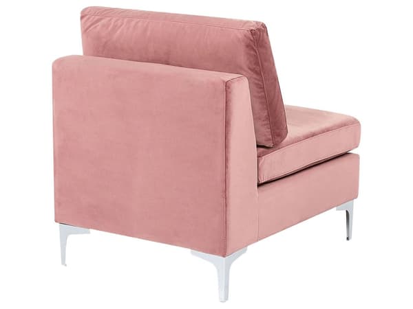 Modul 1-sits Rosa Sammet Soffa Metallben Silver Glamour Stil